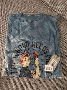 Women’s Blue Graphic Tee - The World Needs More Rosie’s XL